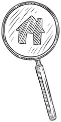 search house handdrawn illustration