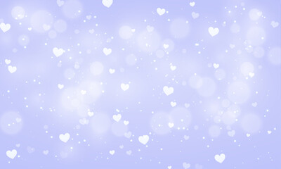 Vector blue blurred valentines day background with hearts