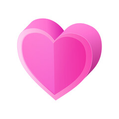 Vector pink valentine heart icon isometric of red valentine heart