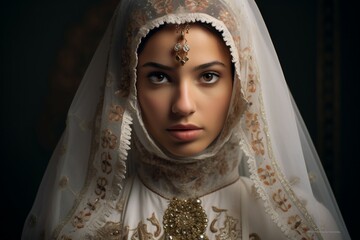 Algeria Bride in Profile on a transparent background