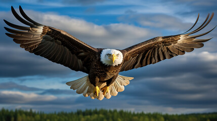 Obraz premium eagle in the sky looking for pray. Generative Ai