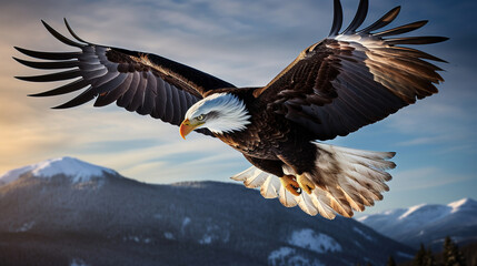 Obraz premium eagle in the sky looking for pray. Generative Ai