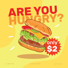Hand drawn special burger promotional template
