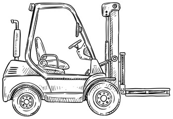 forklift handdrawn illustration