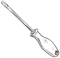 screwdriver handdrawn illustration