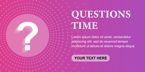 questions time purple pink gradient background vector design