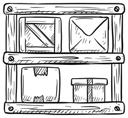 package shelving handdrawn illustration