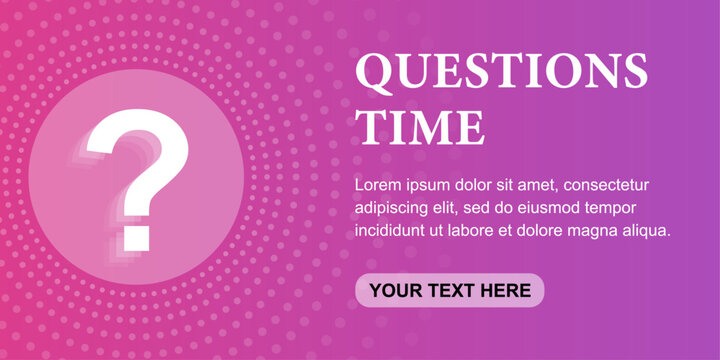 questions time purple pink gradient background vector design