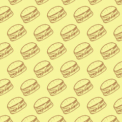 Hand drawn burger vector illustration with doodle style