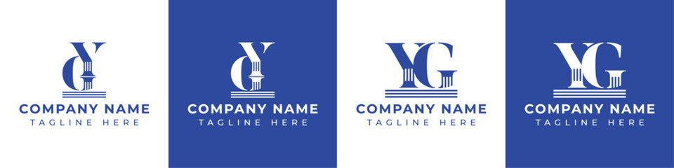 Letter GY and YG Pillar Logo Set, suitable for business with GY and YG related to Pillar
