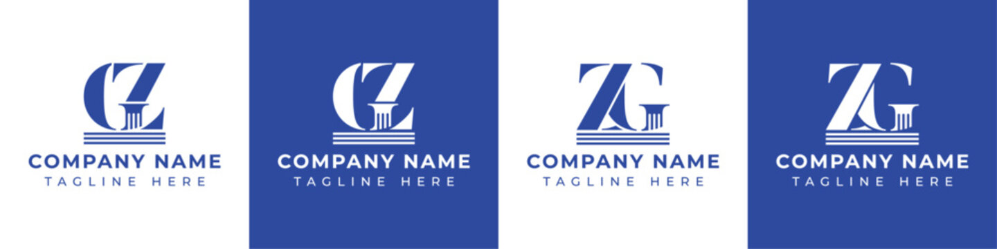 Letter GZ and ZG Pillar Logo Set, suitable for business with GZ and ZG related to Pillar