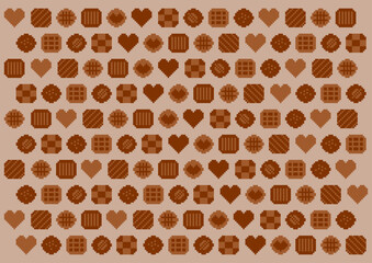 ドット絵チョコレートの模様イラスト