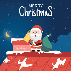 Hand drawn christmas with santa claus