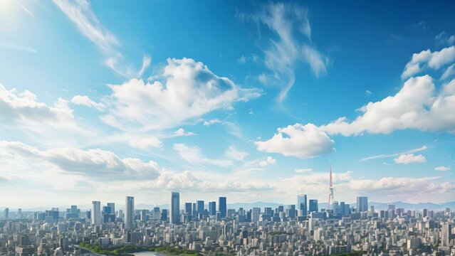 さわやかな青空と都市風景,Generative AI 