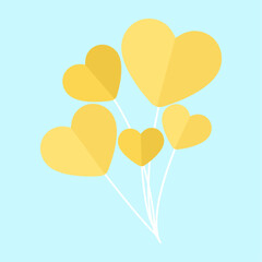 Vector yellow heart shaped balloons isolated icon