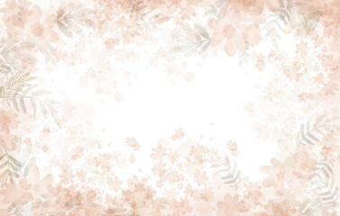 Fototapeta na wymiar Peach colored PNG transparent floral background. Digitally hand painted illustration