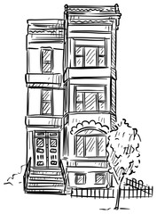 city buildings handdrawn illustration