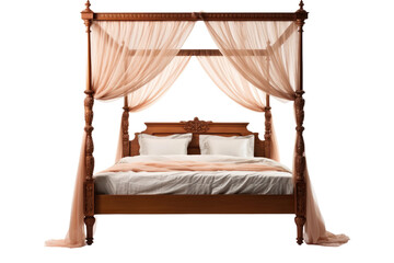 Grand Canopy Bed Design Isolated On Transparent Background