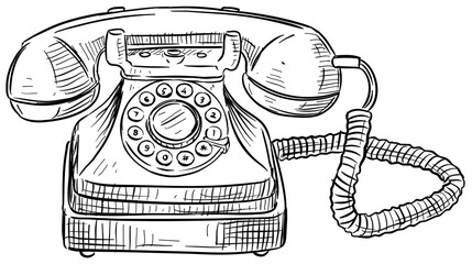 old telephone handdrawn illustration