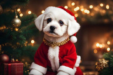 dog in santa hat
