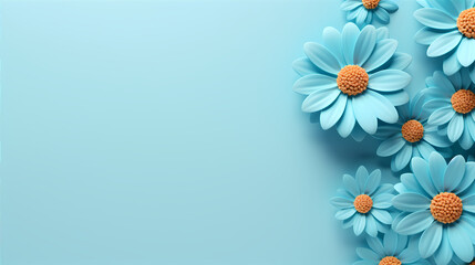 Photo blank with fresh flower blue background template
