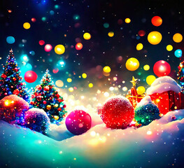 christmas background with balls and snowflakes,General Ai