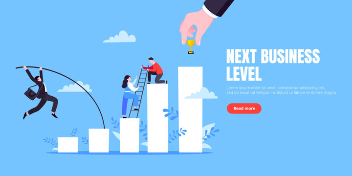 Businessman jumps pole vault over graph bars flat style design vector illustration