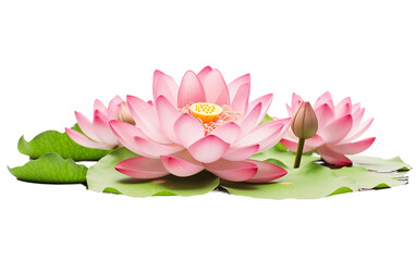 Lotus Beauty in a Reflective Pond Isolated on Transparent Background PNG.