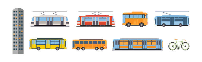 Urban Transport and Public Transportable Vehicle Vector Set