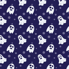 Hand drawn cute cartoon pekaboo halloween seamless pattern