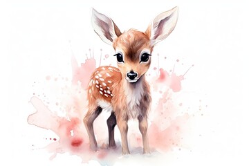 Fototapeta premium Baby deer with big eyes, fawn in bloom