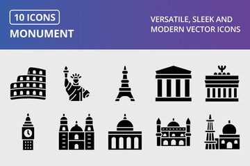 Monument Glyph Icons Set © IYIKON