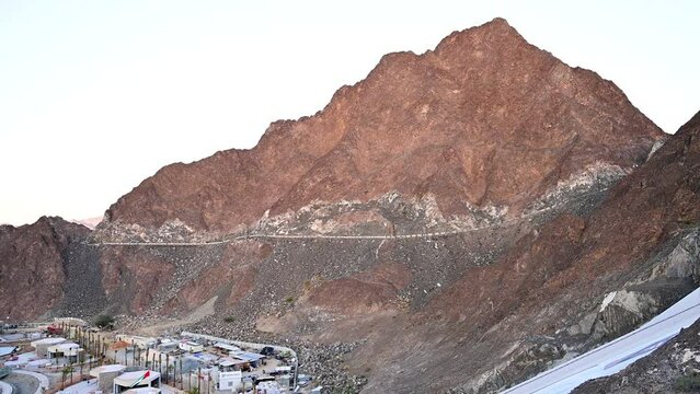 Panoramic View of Hatta lake and Mountain in Dubai