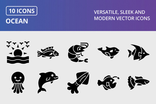 Ocean Glyph Icons Set