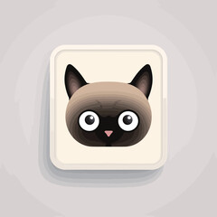 Cute black cat face on white background. Vector illustration in paper cut style.