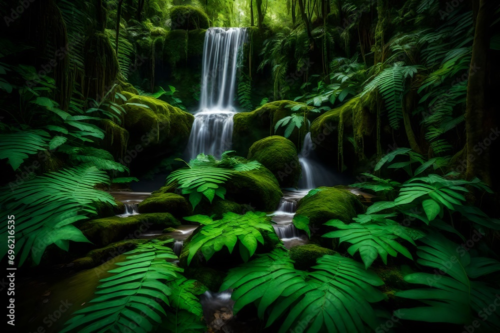 Wall mural waterfall in the jungle