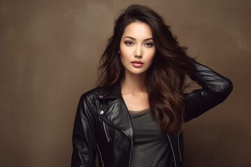 Fototapeta premium Female Model Posing with Long Hair A fictional character created by Generated AI. 