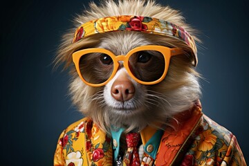 Animal cool a lunette pour vos carte d'anniversaire, de fêtes et autres - obrazy, fototapety, plakaty