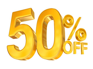 50 Percent Discount Gold 3d Number