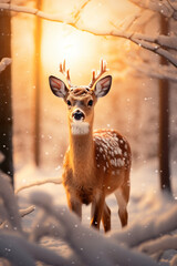 Deer in a snowy forest	