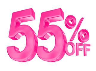 55 Percent Discount Pink 3d Number