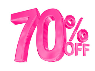 70 Percent Discount Pink 3d Number