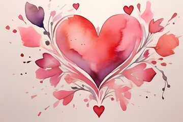 heart with floral ornamentPink heart made of cream and water splashes on a light background. Cosmetic love concept. Generative AI

