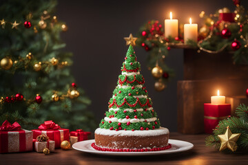 christmas tree with candles and decorations