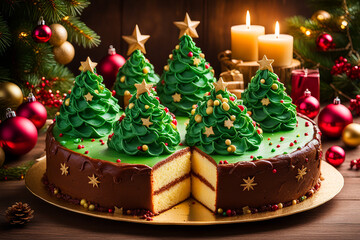 christmas cake with candles
