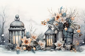 A Winter Night's Dream - Flowers in the Snow - obrazy, fototapety, plakaty