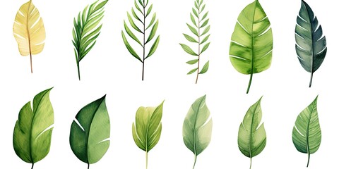 Green Leaf Stencil Set with six different leaf silhouettes - obrazy, fototapety, plakaty