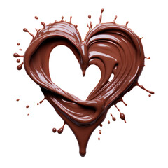 chocolate splash in a heart shape for valentines day