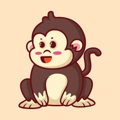 Cute monkey animal mascot cartoon illustration