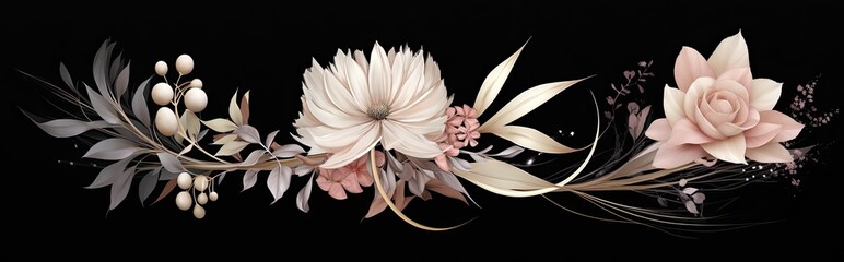 Flower Artwork" by , an AI-generated image featuring a beautiful white flower with a black center, sitting on a black background.